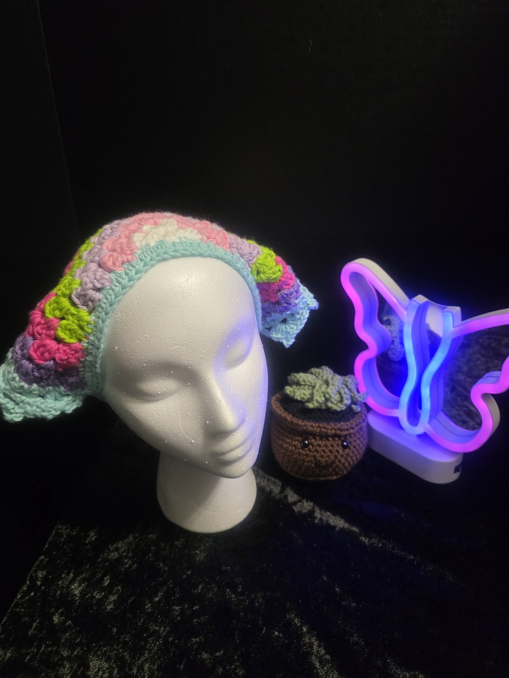 Handmade Crochet Colorful Bandana - Picture 3 of 8